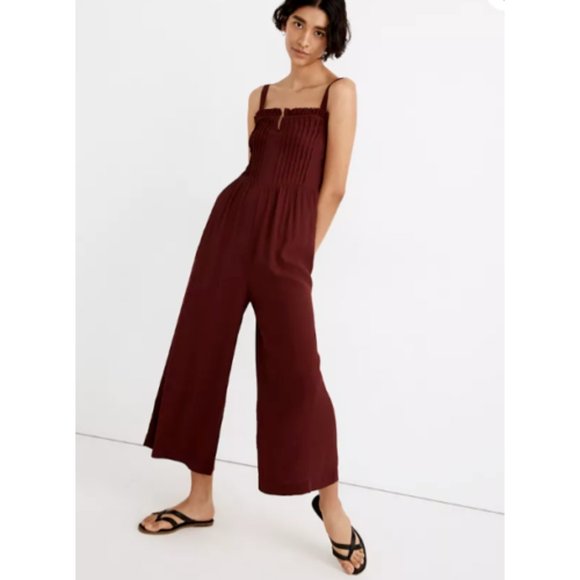 Madewell Pants - Madewell Women's Pintuck Cami Jumpsuit Size 12 MA197 Maroon
